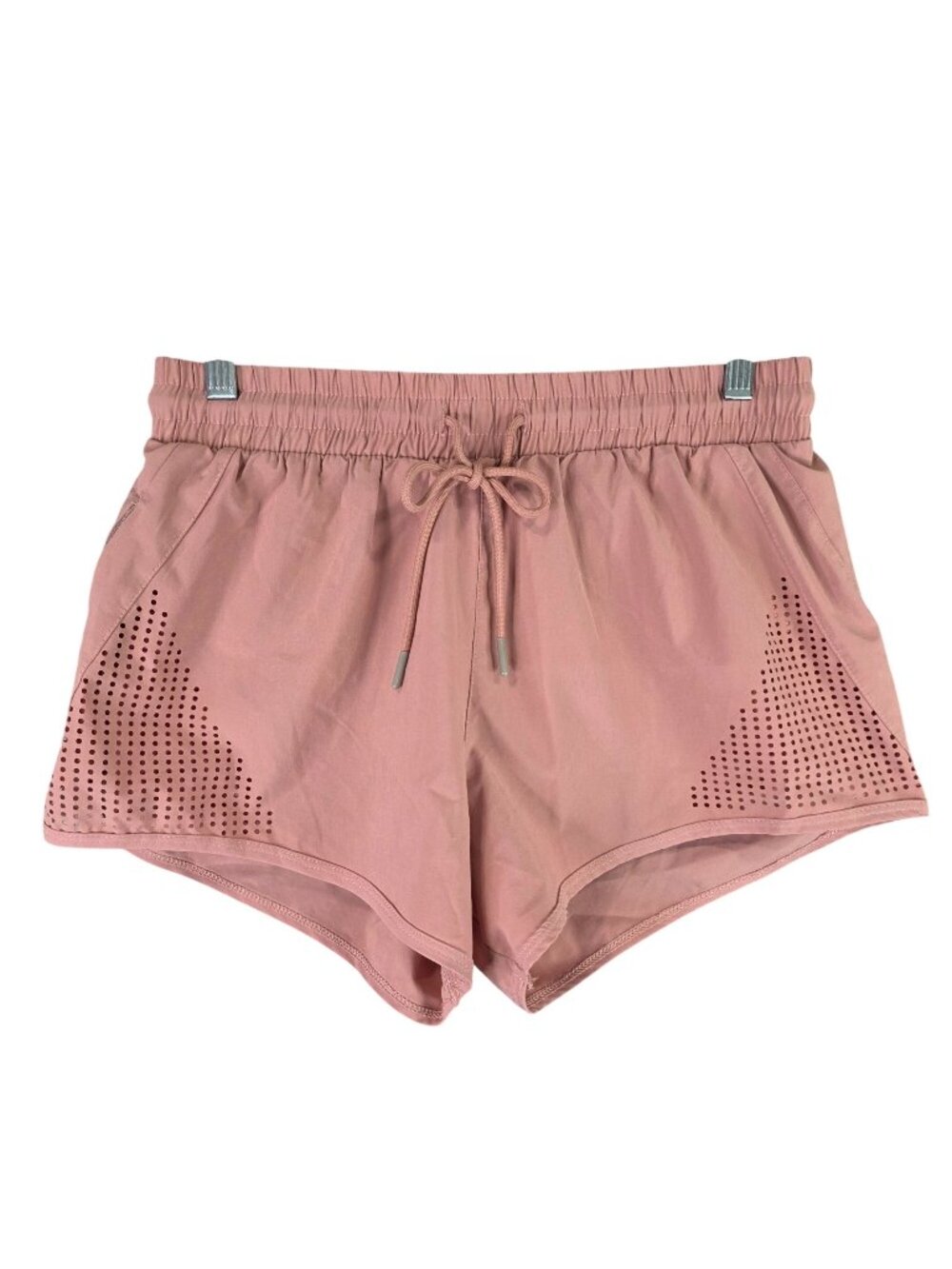 Womens Light Pink Athletic Shorts 3" Inseam Laser Cut Design Lined Size M